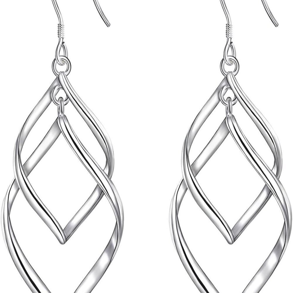 Chic Lightweight Sterling Silver Dangle Earrings - 14k Gold Plating Included